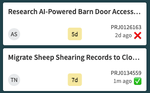 Cards showing fresh and stale indicators next to timestamps