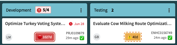 Age badge with SLE escalation styling and summary bar